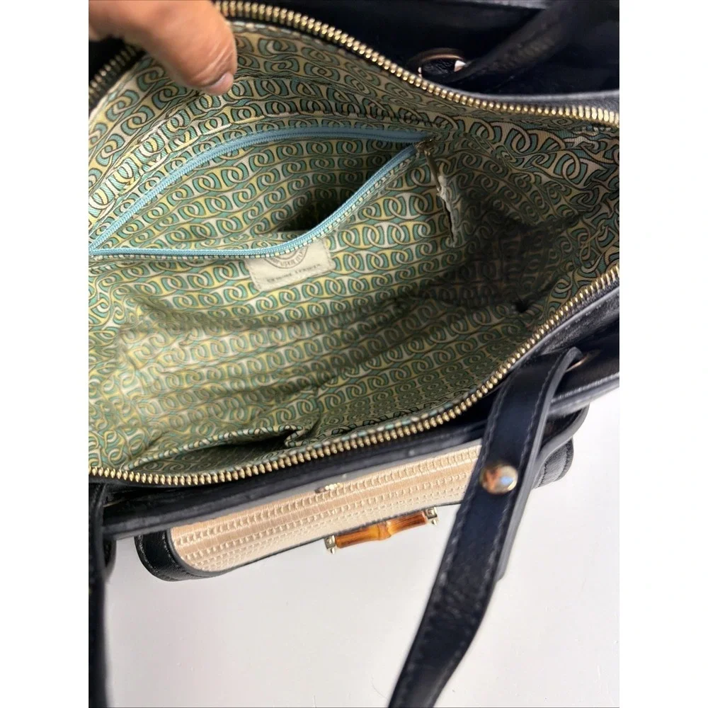 Spartina‎ 449  Off White Straw Black Leather Handbag Matching